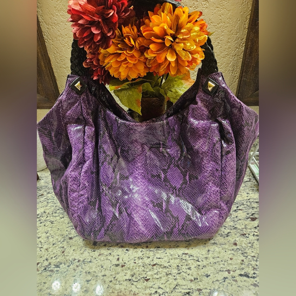 Gianni Bini Purple Textured Shoulder Bag
